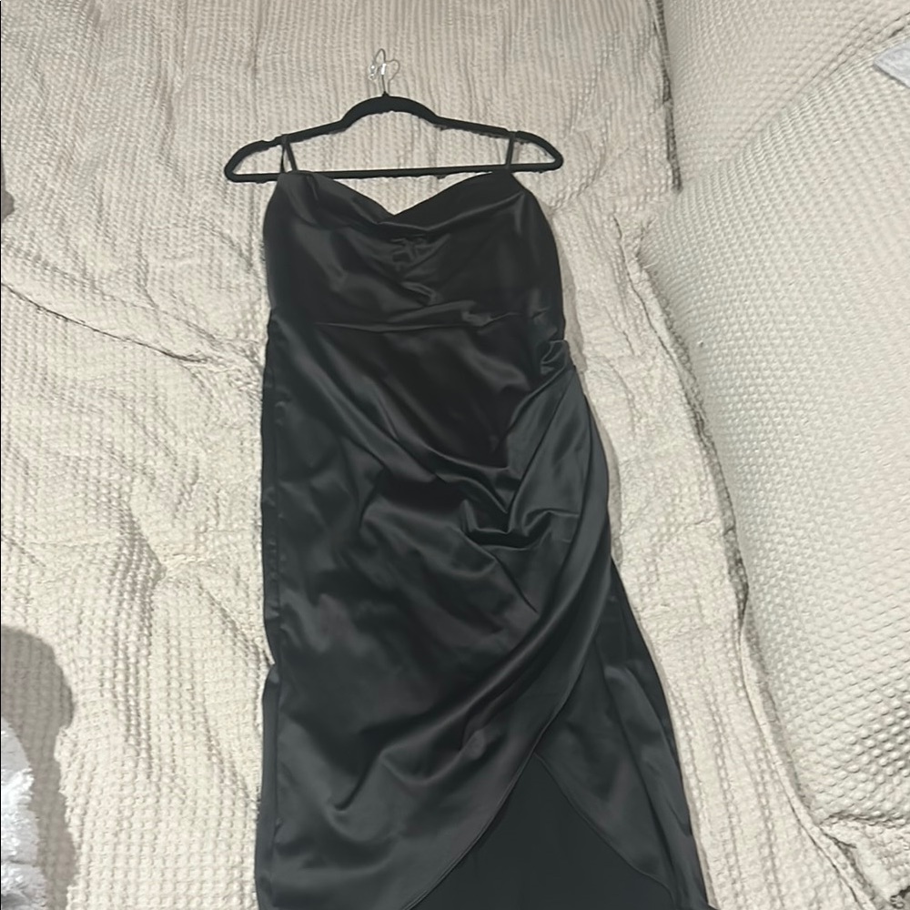 Elegant Black Satin Dress